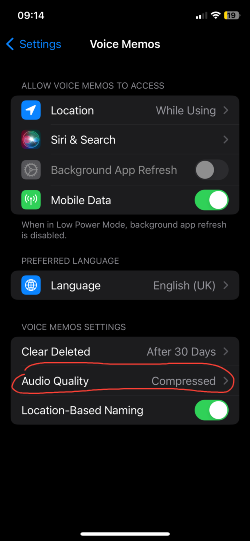 Audio Quality for Voice Memos