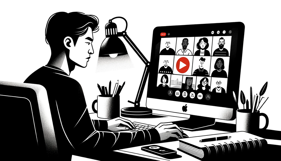 Illustration of a guy recording an online meeting